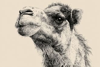 draw custom pet portrait in line art vector illustration