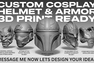 design custom wearable cosplay helmet 3d armor model 3d cosplay 3d mask printing