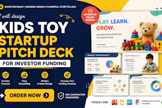 design kids toy startup pitch deck for investor funding presentation pitch deck