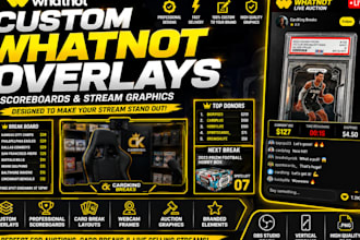 design custom whatnot overlays, scoreboards and stream graphics