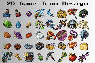 design pixel art sprite, game asset, UI icon, skill icon and 2d game tileset