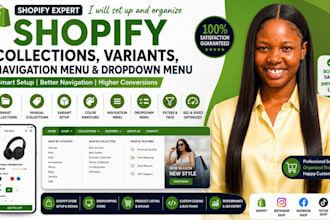 setup shopify collections variants navigation menu and dropdown menu