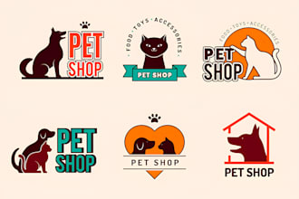 make modern pet shop, pet care, veterinary and animal logo
