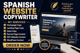 spanish website copywriting landing page sales copy homepage SEO website content