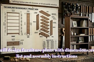 design furniture plans with dimensions, cut list and assembly instructions