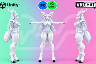 do custom furry character avatar, 3d vrchat avatar model, vtuber 3d pc, quest