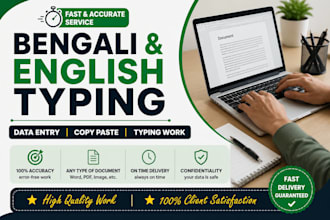 do accurate bengali and english typing and data entry work