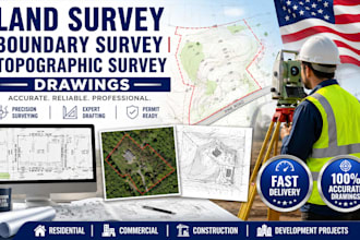 design land survey, boundary survey and topographic survey drawings