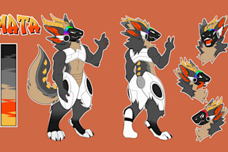 draw custom protogen fursona ref sheet fursona ref sheet anthro character design