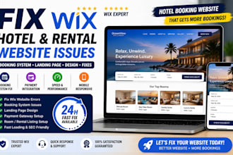 fix wix hotel rental website issues landing page design  booking system