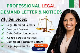 write legal demand letters, legal notices, cease and desist, legal contract