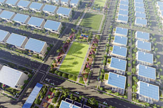 renovate 3d residential complex, football field,data center, sports court render