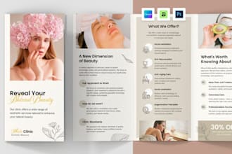 design trifold medical brochure booklet for spa skin care cosmetic businesses