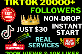 get you 20,000 tiktok followers high quality service