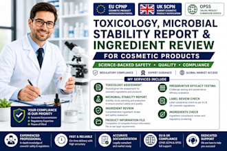 toxicology, microbial stability report, ingredient review for cosmetic product