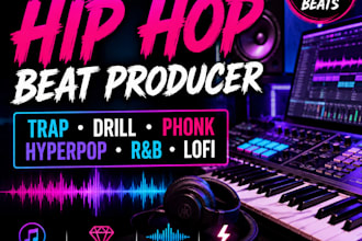 craft custom hip hop, rap, trap, drill, phonk,hyperpop, rnb and lofi beats