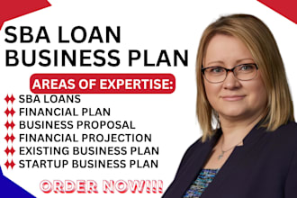 prepare sba loan application package, business plan, and financial projections