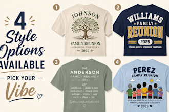 design a custom family reunion tshirt with names and personalized text