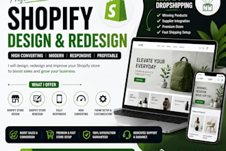 design or redesign shopify store and shopify dropshipping