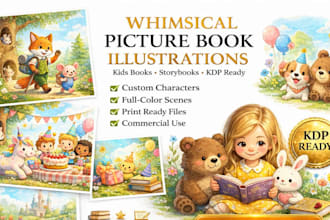 whimsical picture book illustration, kid storybook art, comic book illustration