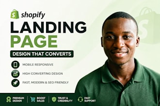 design shopify landing page, shopify product page and one product shopify store