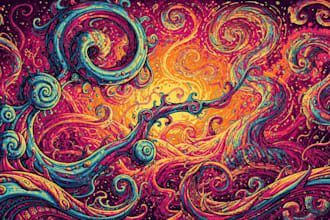 create colorful psychedelic and trippy style illustration