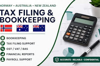 handle norway, australia and new zealand tax filing and bookkeeping