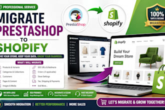 migrate prestashop store to shopify with products customers and SEO