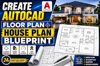 create autocad floor plan house plan blueprint