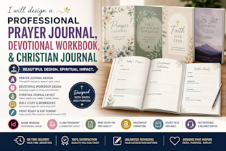 format and design prayer journal, devotional workbook, and christian journal