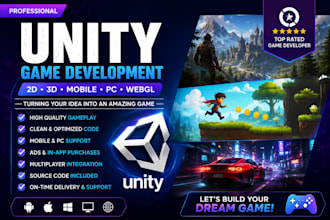 build unity game development, 2d unity game, 3d unity game