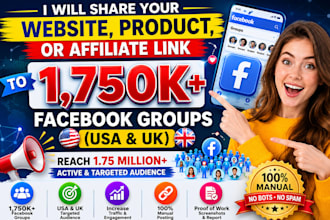 share your link with 175m USA and UK facebook group members