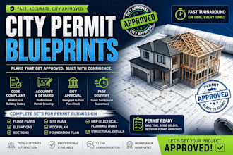 architect of city permit, 2d floor plan, blueprints in autocad