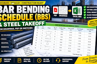 prepare a bar bending schedule bbs and rebar takeoff