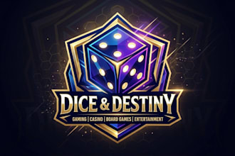 design a creative dice logo for gaming, board games, and entertainment