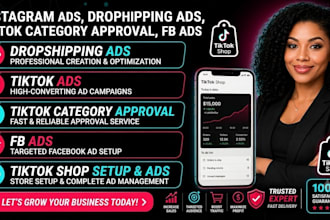 create instagram ads tiktok ads dropshipping ads tiktok category approval fb ads