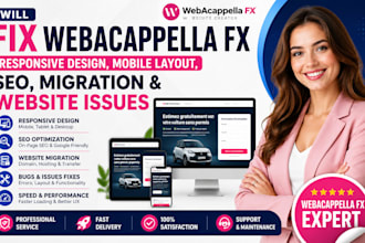 fix webacappella fx responsive design mobile layout SEO migration website issues