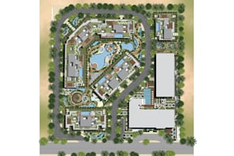 render architectural site plan,resort layout, residential urban master planning