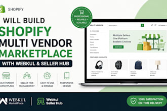 build shopify multi vendor marketplace website with webkul and seller hub