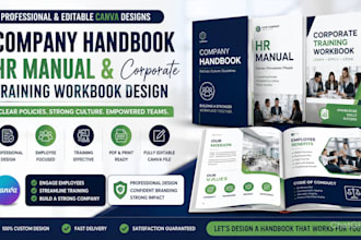 do canva company handbook design, HR manual corporate training workbook design