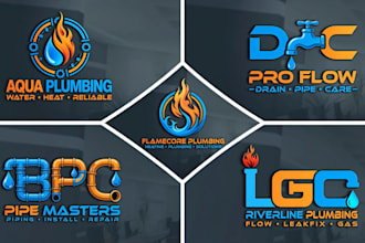 create modern plumbing and home service logo