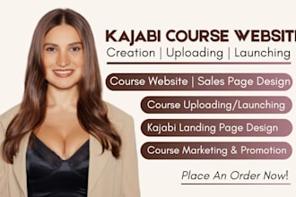 build kajabi website design, kajabi online course or landing page, kajabi expert