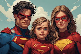 create marvel style family superhero artwork