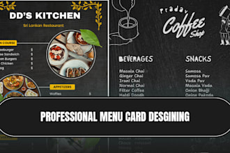 design an attractive menu card for your restaurant