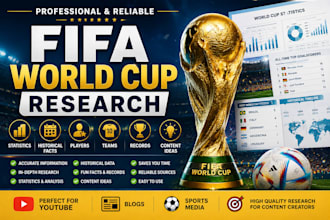 research and create FIFA world cup content for your youtube channel or blog