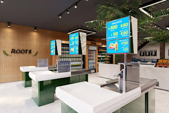 refurnish commercial supermarket store, interior mockup design,3d retail  layout