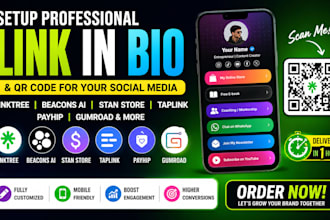 setup linktree, beacons ai biolink for your tiktok, facebook, instagram in 1hour