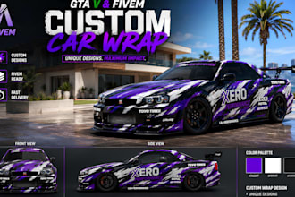 design custom car wrap, car livery, fivem car wrap, assetto corsa livery, iracin