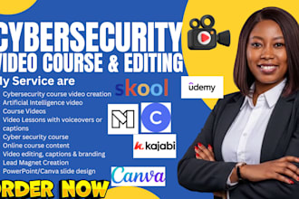 create cybersecurity video course, skool online course PPT slides, course slides