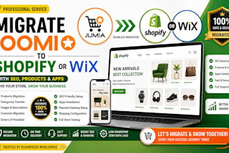 migrate joomia website to wix shopify store with SEO, products and apps
